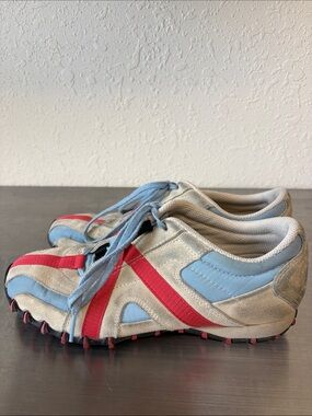 Vintage Y2K Diesel Light Blue & Red Suede Sneakers✨